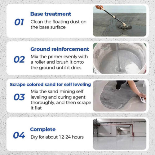 High Gloss Marble Epoxy Floor Coating | Colored Sand Self-Leveling Paint for Interior Floors - Durable & Waterproof - Image 4
