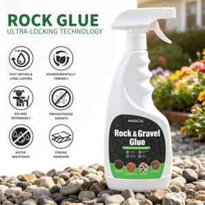 Permeable mulch glue adhesive for rubber and stone landscape bonding