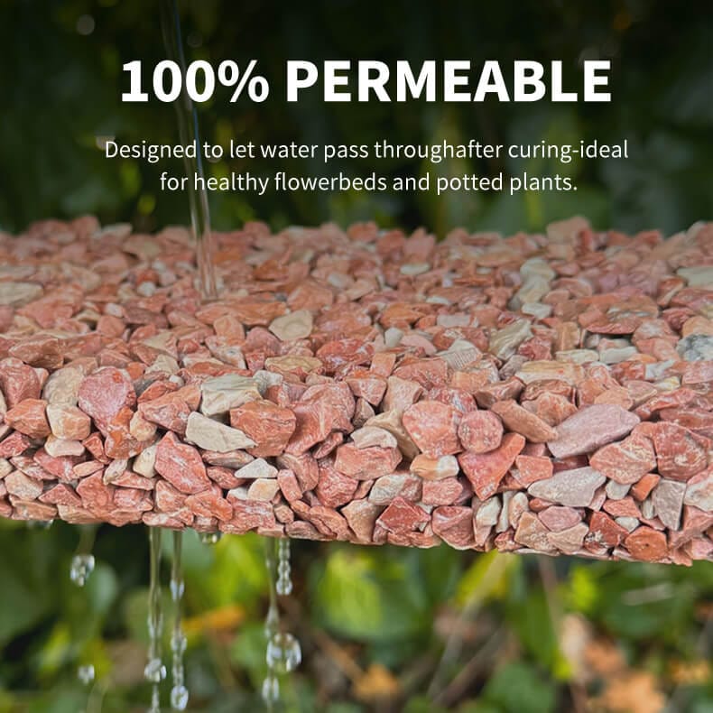 Permeable mulch glue adhesive for rubber and stone landscape bonding