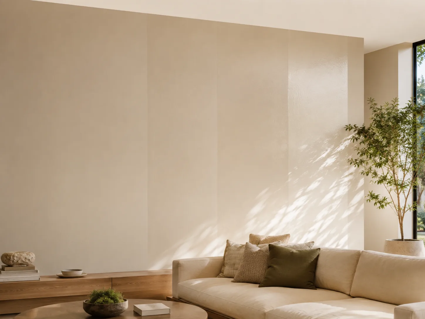 Interior latex paint with matte eggshell silk and satin sheen choices in a modern home