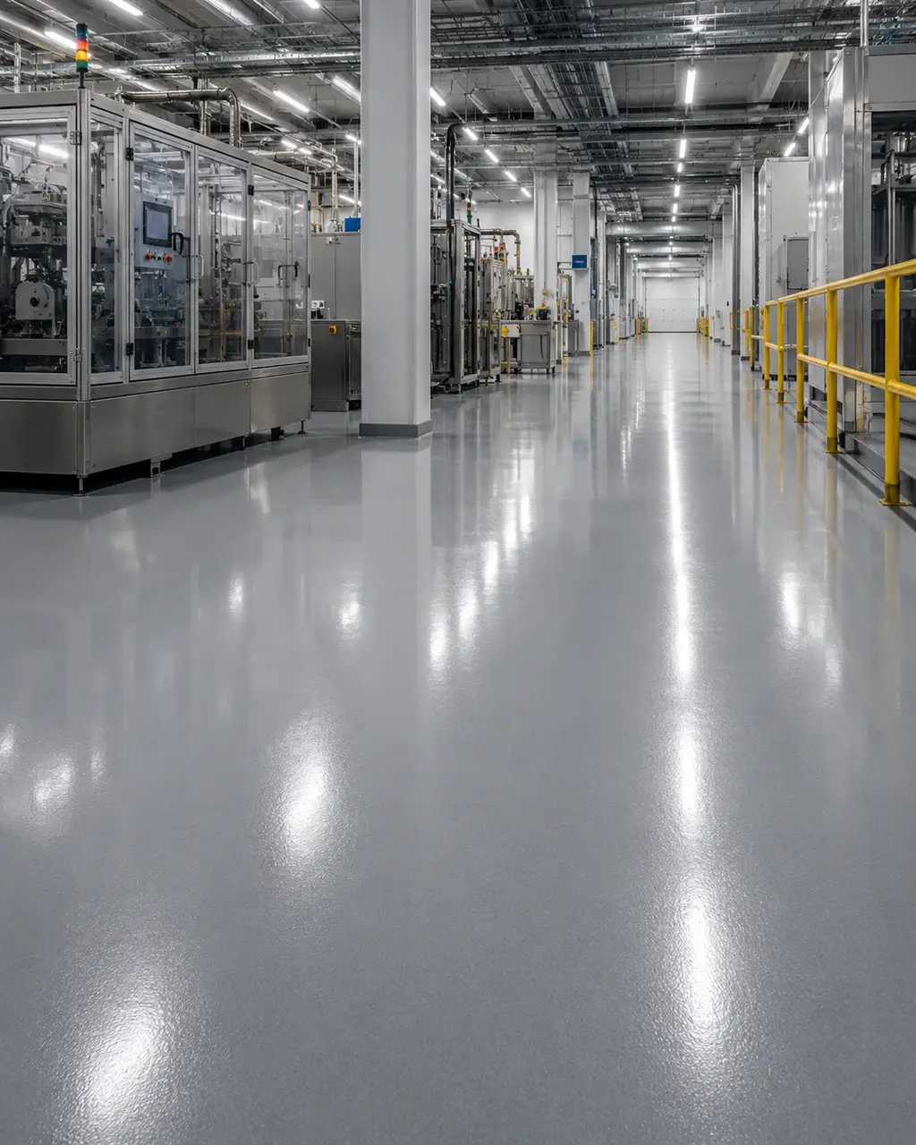 Polyurethane floor coating with a smooth high-performance industrial finish