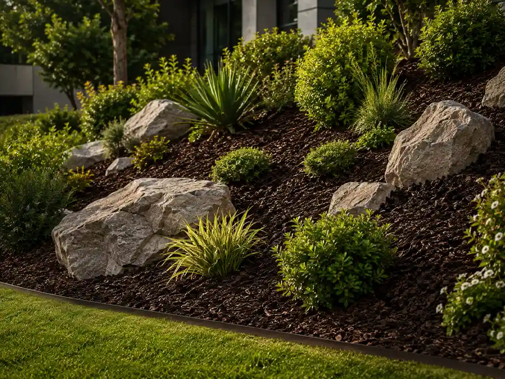 Sloped landscaping